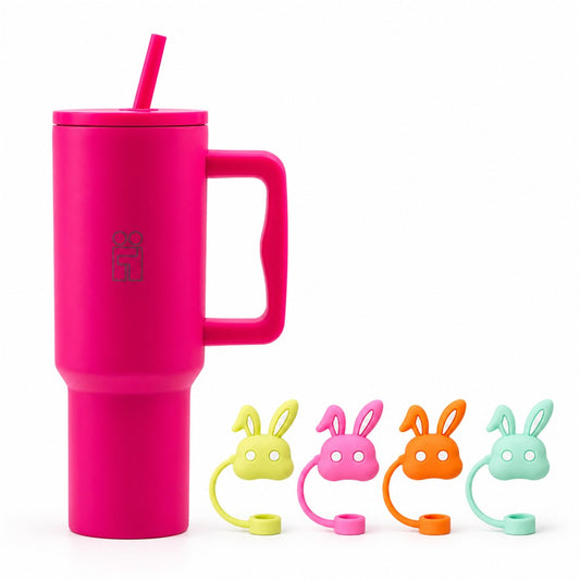 Combo Hugs My Tumbler 1200ml Bold Heart & Straw Toppers Bunnies Σετ 4τμχ