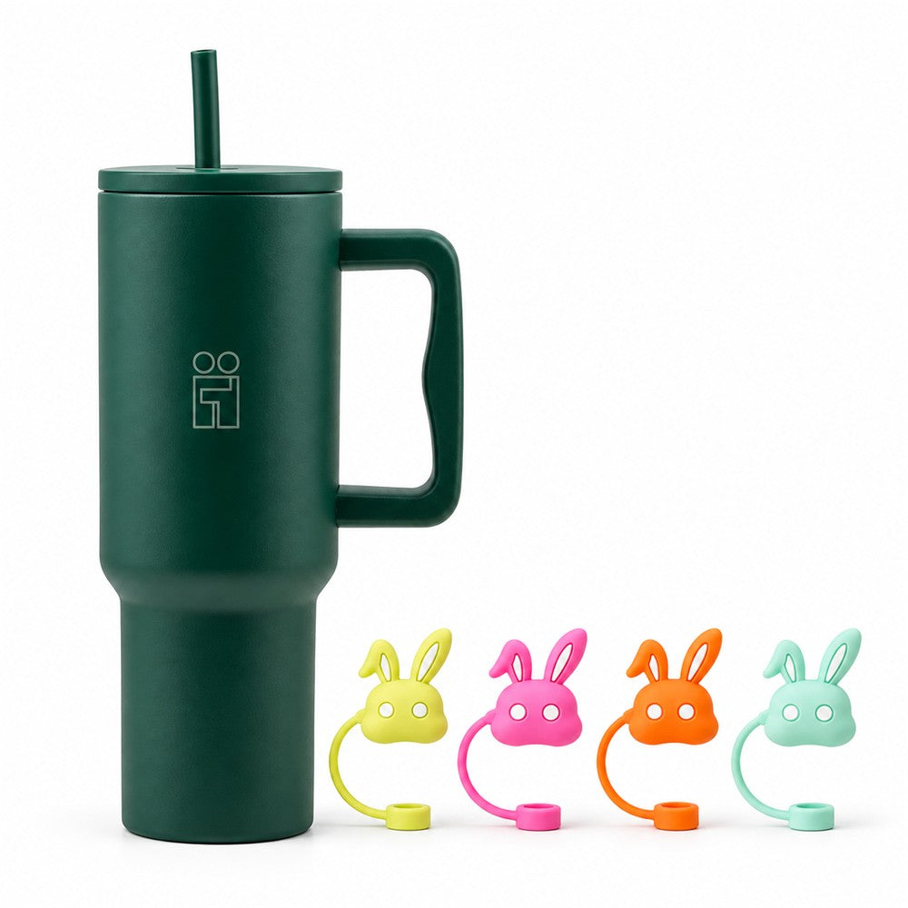 Combo Hugs My Tumbler 1200ml Earth Touch & Straw Toppers Bunnies Σετ 4τμχ