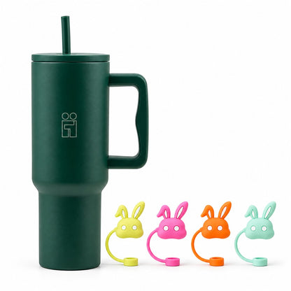 Combo Hugs My Tumbler 1200ml Earth Touch & Straw Toppers Bunnies Σετ 4τμχ