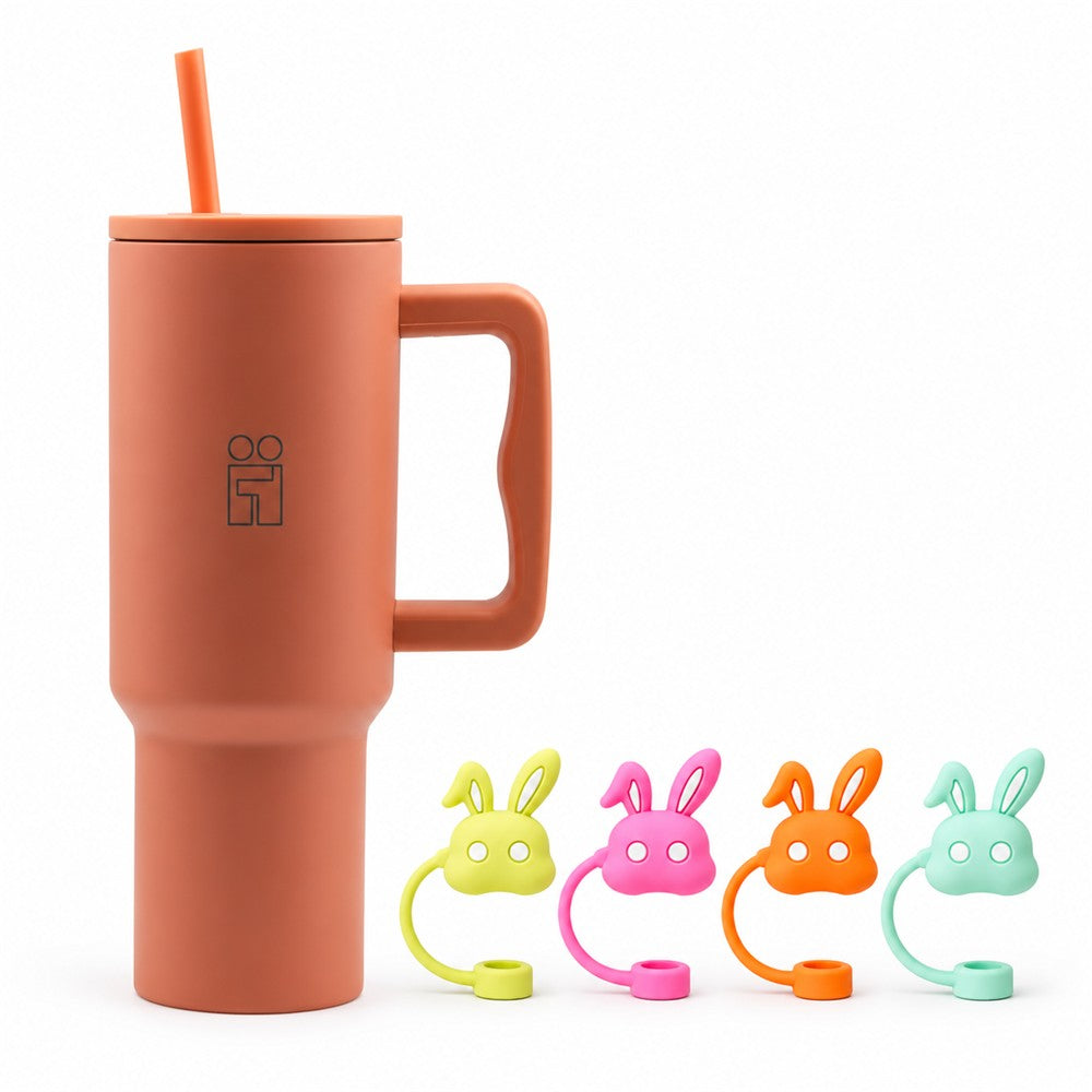 Combo Hugs My Tumbler 1200ml Warm Light & Straw Toppers Bunnies Σετ 4τμχ