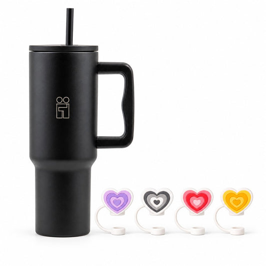 Combo Hugs My Tumbler 1200ml Silent Night & Straw Toppers Hearts Σετ 4τμχ