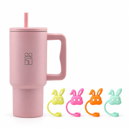 Combo Hugs My Tumbler 900ml Blush Mood & Straw Toppers Bunnies Σετ 4τμχ