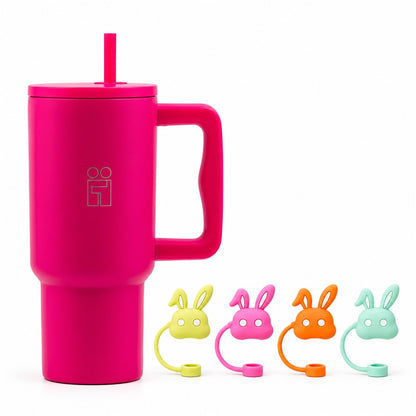 Combo Hugs My Tumbler 900ml Bold Heart & Straw Toppers Bunnies Σετ 4τμχ