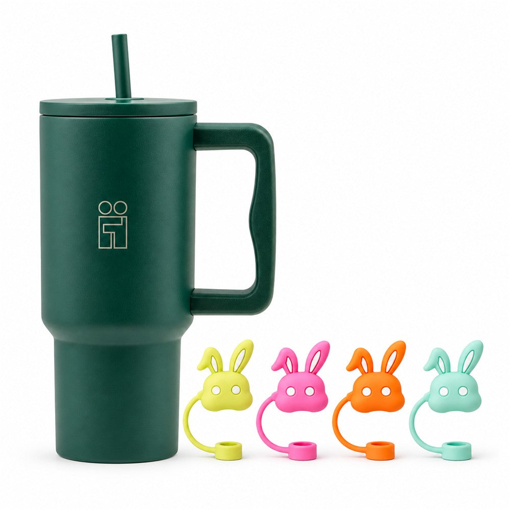 Combo Hugs My Tumbler 900ml Earth Touch & Straw Toppers Bunnies Σετ 4τμχ
