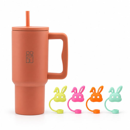 Combo Hugs My Tumbler 900ml Warm Light & Straw Toppers Bunnies Σετ 4τμχ