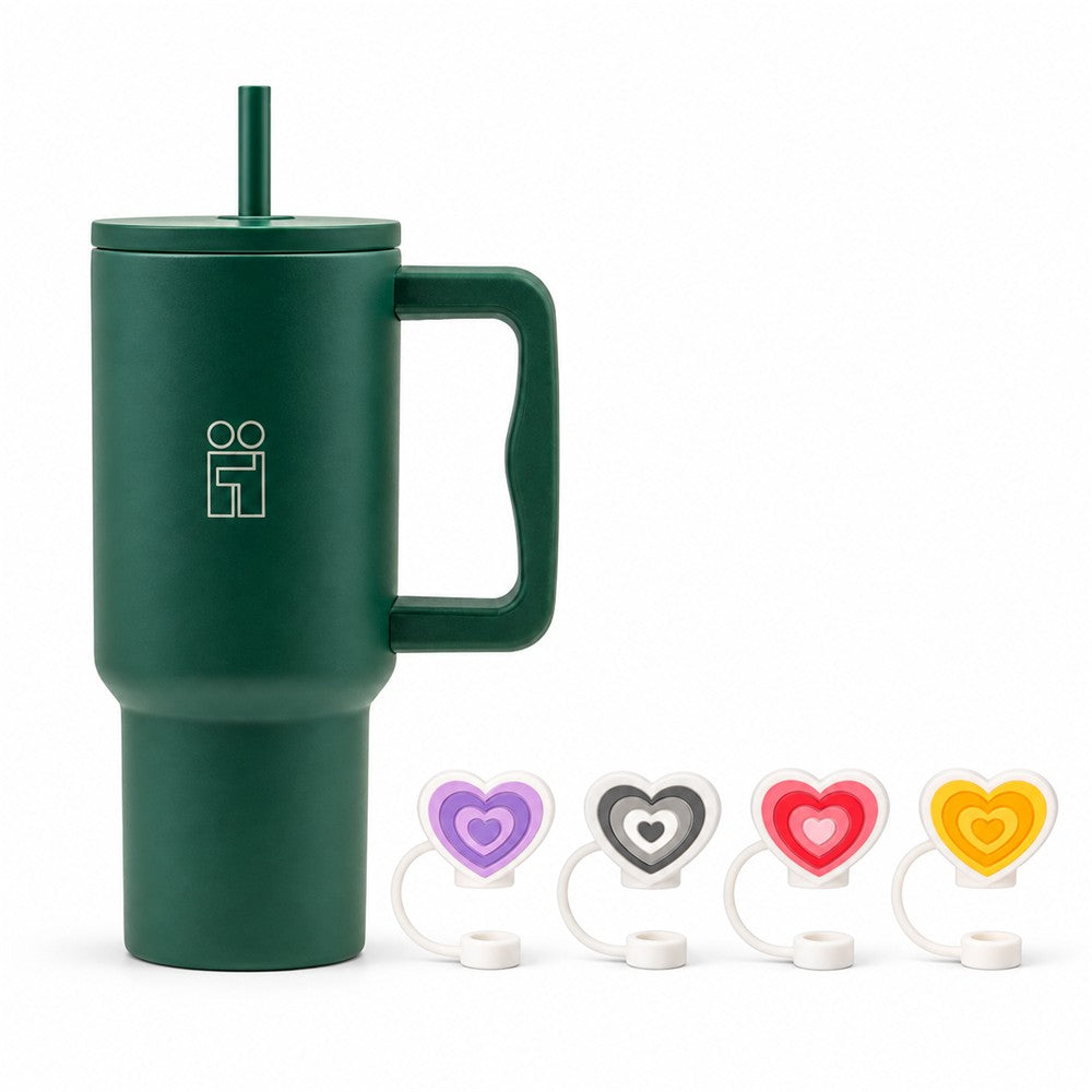 Combo Hugs My Tumbler 900ml Earth Touch & Straw Toppers Hearts Σετ 4τμχ