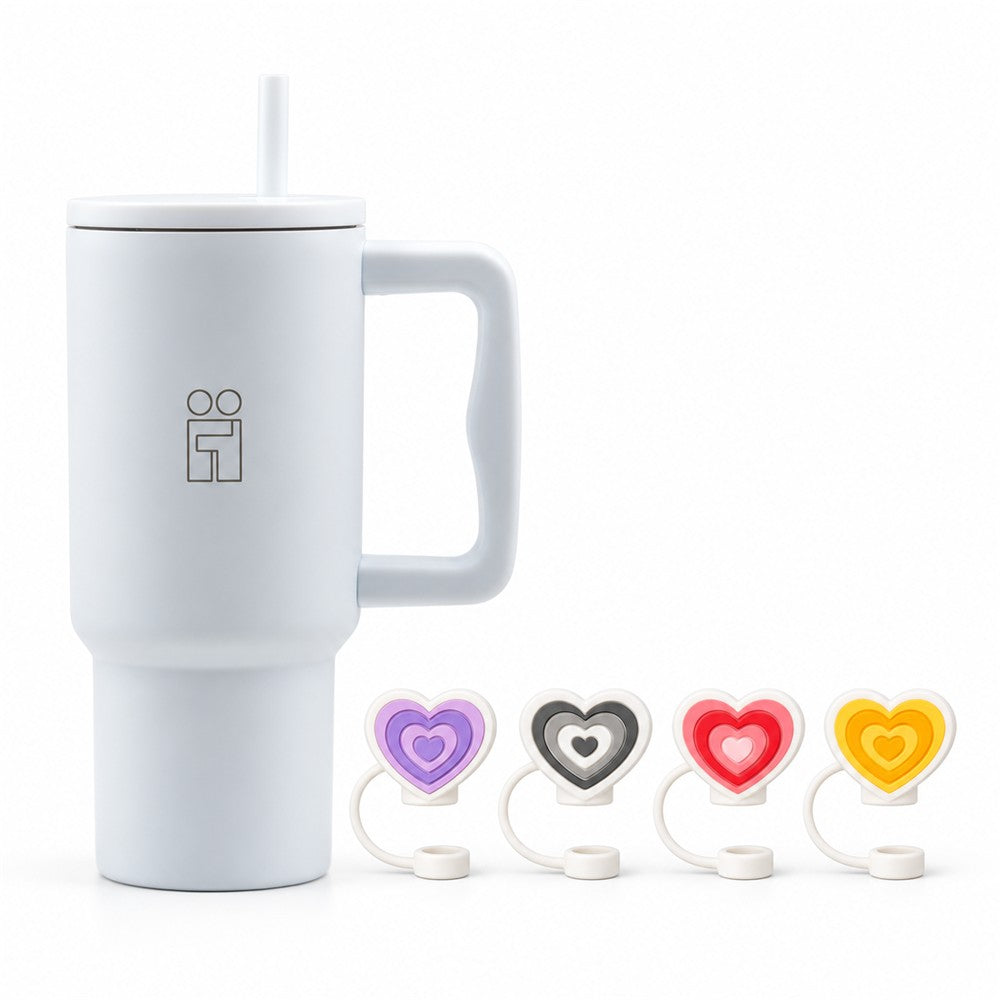 Combo Hugs My Tumbler 900ml Pure Feel & Straw Toppers Hearts Σετ 4τμχ