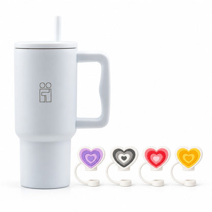 Combo Hugs My Tumbler 900ml Pure Feel & Straw Toppers Hearts Σετ 4τμχ