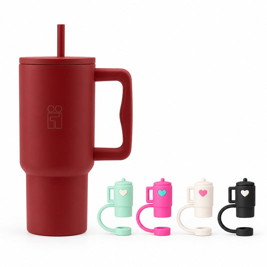 Combo Hugs My Tumbler 900ml Autumn Red & Straw Toppers Mini Tumblers Σετ 4τμχ