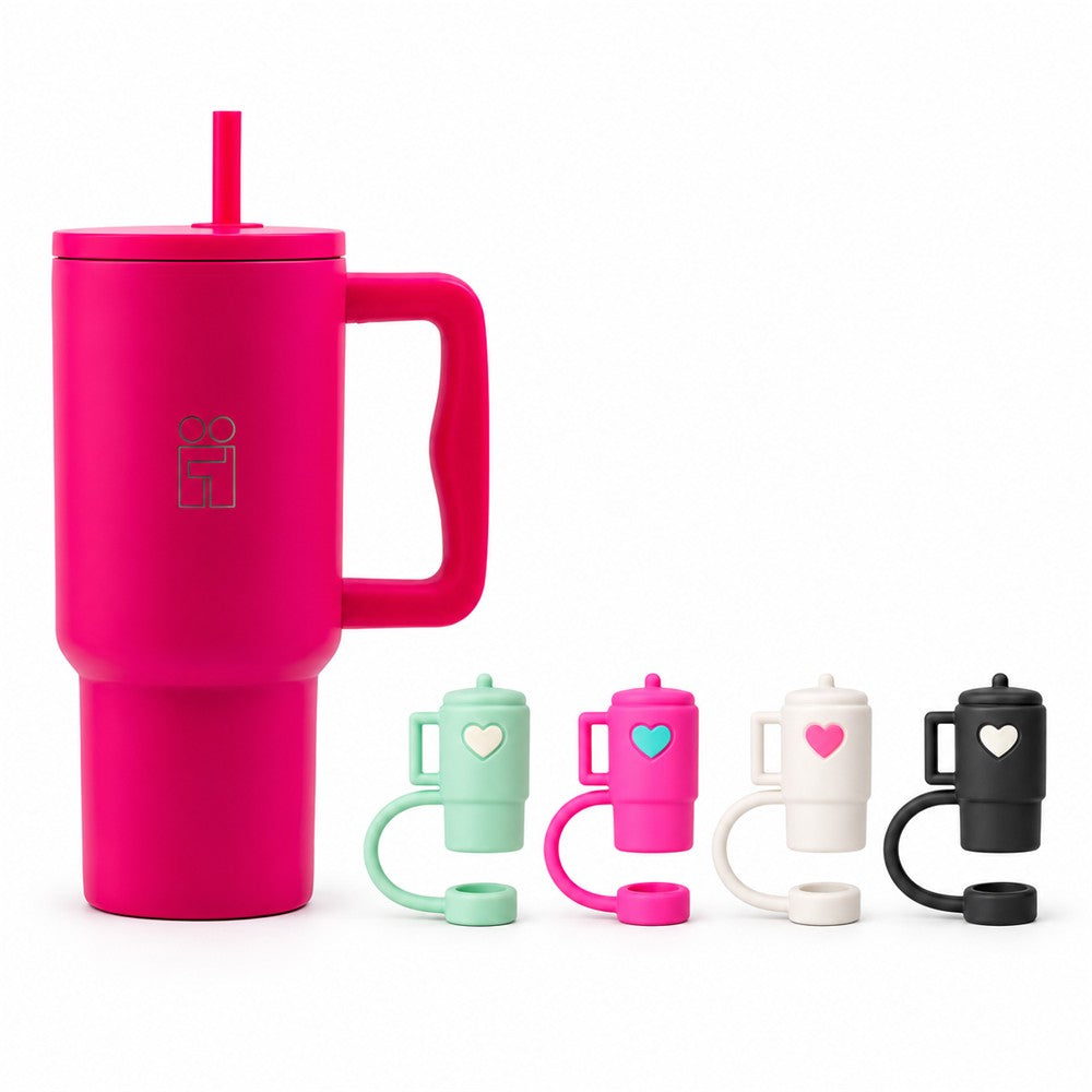 Combo Hugs My Tumbler 900ml Bold Heart & Straw Toppers Mini Tumblers Σετ 4τμχ