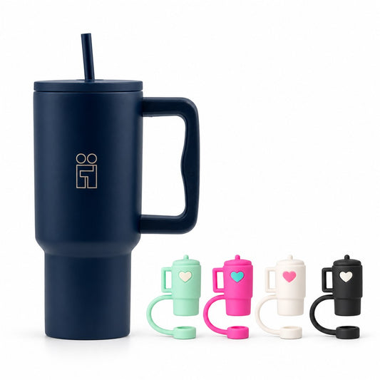 Combo Hugs My Tumbler 900ml Deep Navy Blue & Straw Toppers Mini Tumblers Σετ 4τμχ