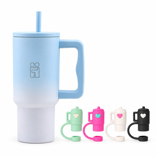 Combo Hugs My Tumbler 900ml Ombre Blue & Straw Toppers Mini Tumblers Σετ 4τμχ