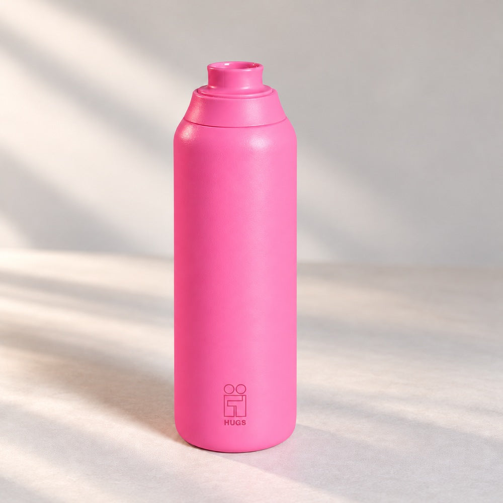 Hugs Zero 600ml Pink Pulse, με το κλασικό στόμιο ανοιχτό για να πίνεις χωρίς καλαμάκι