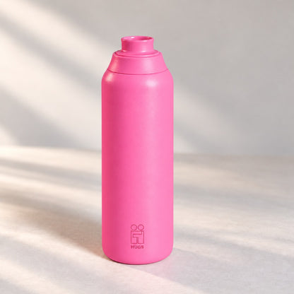 Hugs Zero 600ml Pink Pulse, με το κλασικό στόμιο ανοιχτό για να πίνεις χωρίς καλαμάκι