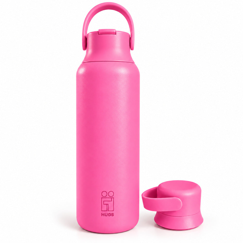 Hugs Zero 600ml Pink Pulse, με τα δύο καπάκια σε λευκό φόντο