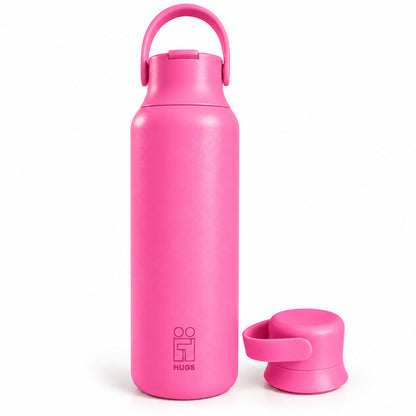 Hugs Zero 600ml Pink Pulse, με τα δύο καπάκια σε λευκό φόντο
