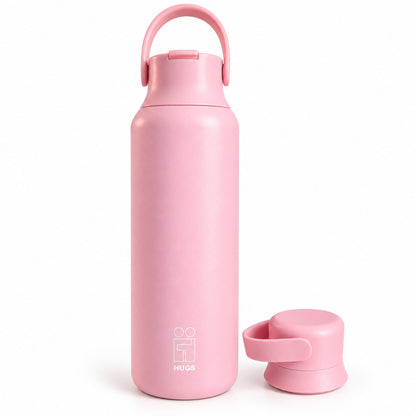 Hugs Zero 600ml Pink Whisper, με τα δύο καπάκια σε λευκό φόντο