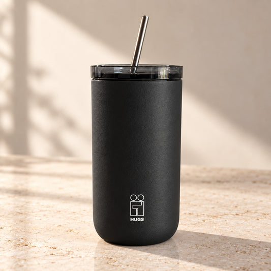 Hugs Zero Coffee Mug 350ml Silent Night, με καπάκι και μεταλλικό καλαμάκι σε φυσικό φόντο