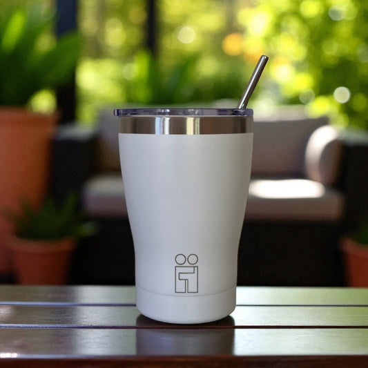 Hugs Coffee Cup Ποτήρι Θερμός με Διπλό Καλαμάκι & Βουρτσάκι - 350ml