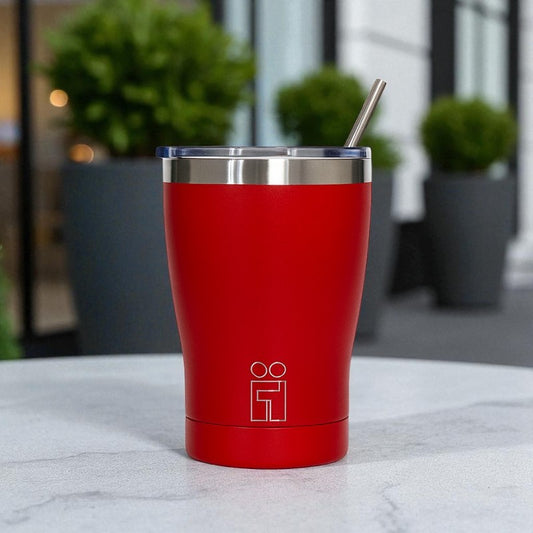 Hugs Coffee Cup Ποτήρι Θερμός με Διπλό Καλαμάκι & Βουρτσάκι - 350ml