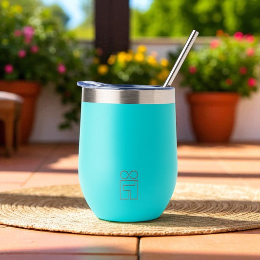 Hugs Coffee Mug Ποτήρι και Κούπα Θερμός με Διπλό Καλαμάκι και Βουρτσάκι - 350ml