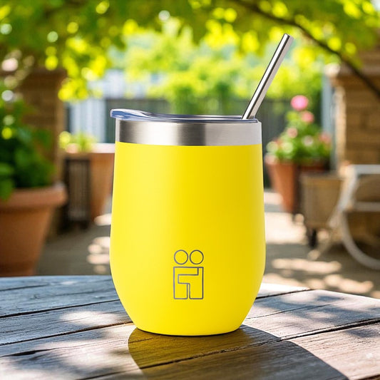 Hugs Coffee Mug Ποτήρι και Κούπα Θερμός με Διπλό Καλαμάκι και Βουρτσάκι - 350ml