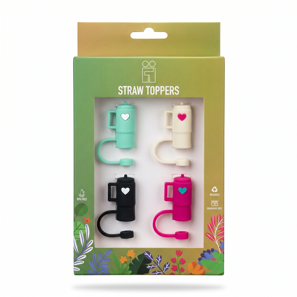 Hugs Straw Toppers Προστατευτικά για Καλαμάκια Tumbler σετ 4τμχ - Mini Tumblers