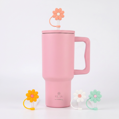 Combo Estia Straw Tumbler XL 1200ml & Hugs Straw Toppers Flowers σετ 4τμχ