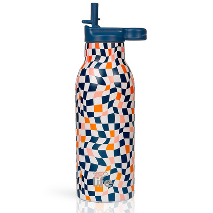 Ecolife Μπουκάλι Θερμός με Εσωτερικό Καλαμάκι 550ml Squares