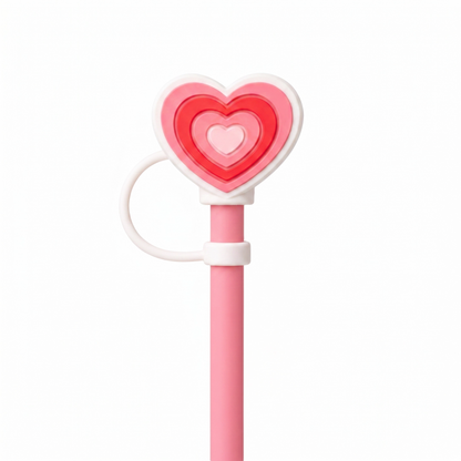 Hugs Straw Toppers Προστατευτικά για Καλαμάκια Tumbler σετ 4τμχ - Hearts
