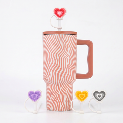 Combo Estia Straw Tumbler XL 900ml & Hugs Straw Toppers Hearts σετ 4τμχ