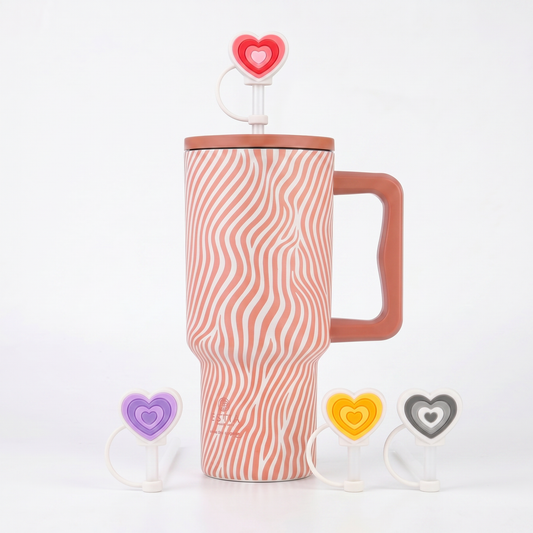 Combo Estia Straw Tumbler XL 900ml & Hugs Straw Toppers Hearts σετ 4τμχ