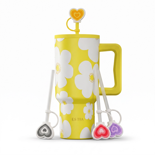 Combo Estia Straw Tumbler XL 900ml Series 4 & Hugs Straw Toppers Hearts σετ 4τμχ