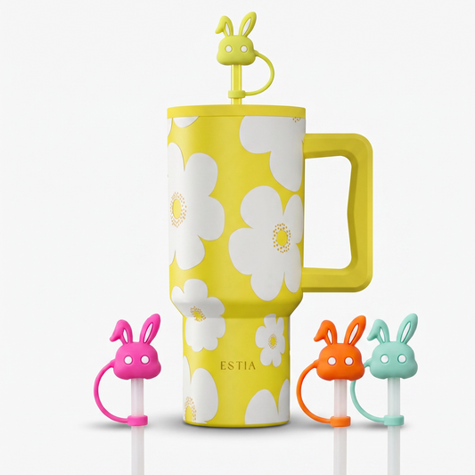 Combo Estia Straw Tumbler XL 900ml Series 4 & Hugs Straw Toppers Bunnies σετ 4τμχ