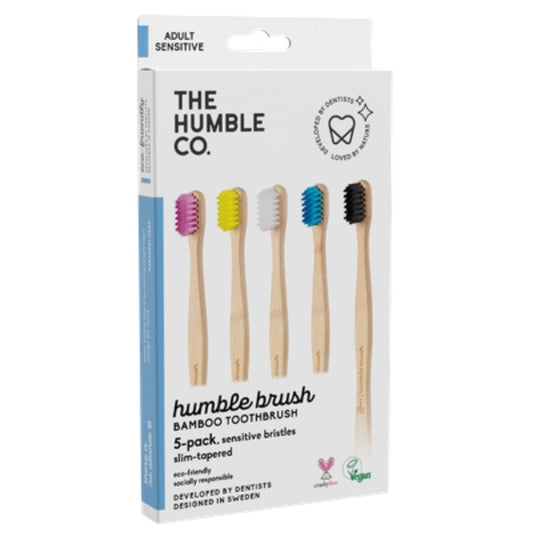 The Humble Co Οδοντόβουρτσα από Μπαμπού για Ευαίσθητα Δόντια & Ούλα 5 Χρώματα - 5τμχ