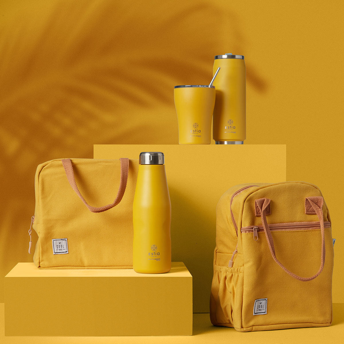 Estia Travel Cup Save The Aegean Ποτήρι Θερμός με Καλαμάκι Pineapple Yellow - 500ml