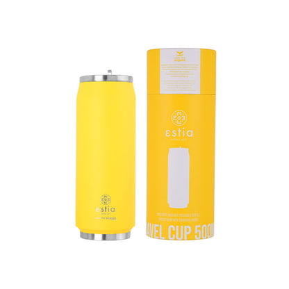 Estia Travel Cup Save The Aegean Ποτήρι Θερμός με Καλαμάκι Pineapple Yellow - 500ml