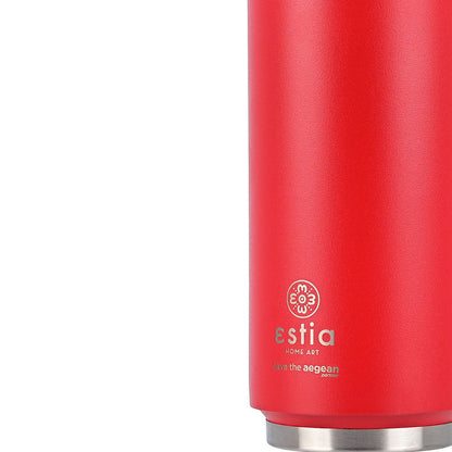 Estia Travel Cup Save The Aegean Ποτήρι Θερμός με Καλαμάκι Scarlet Red - 500ml
