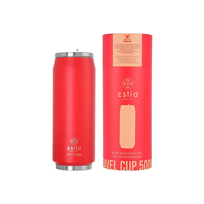 Estia Travel Cup Save The Aegean Ποτήρι Θερμός με Καλαμάκι Scarlet Red - 500ml