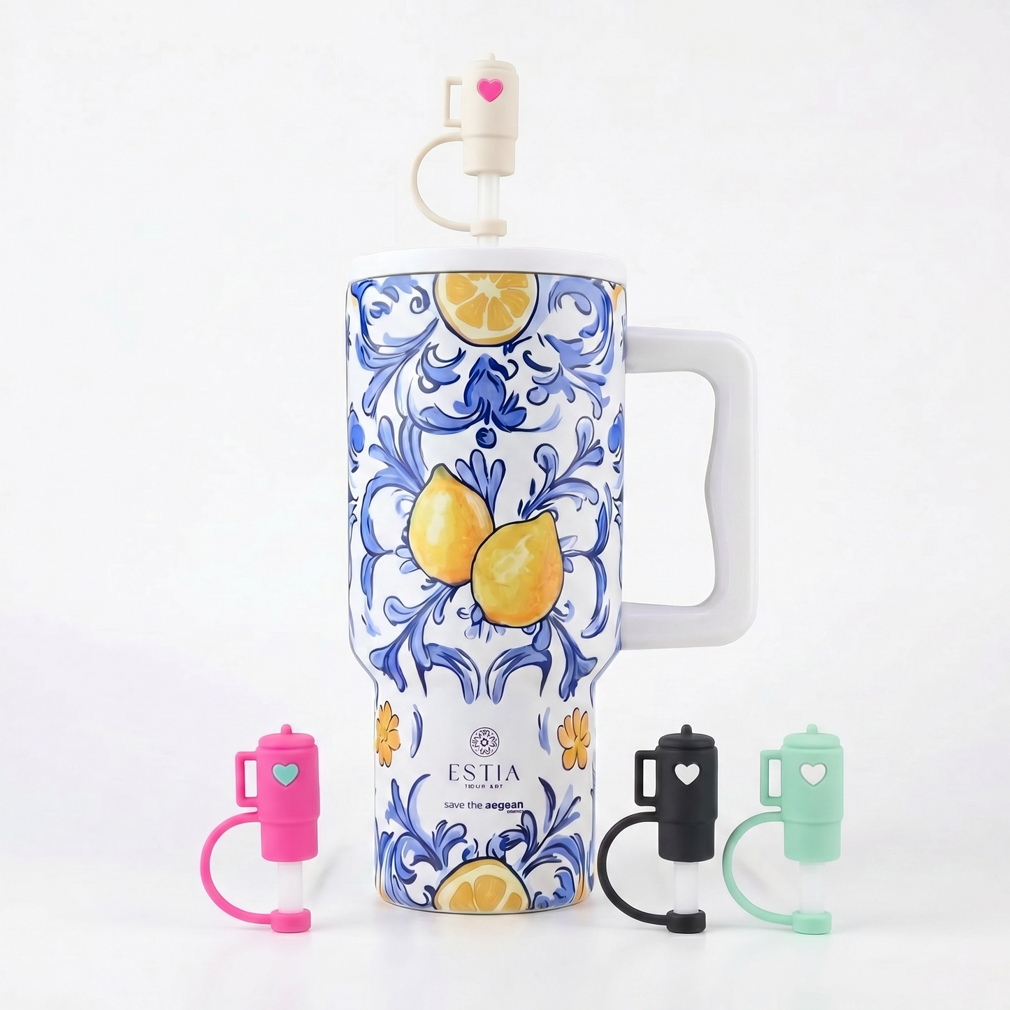 Combo Estia Straw Tumbler XL 900ml & Hugs Straw Toppers Mini Tumblers σετ 4τμχ