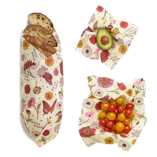 Bee’s Wrap Vegan Σετ Κερομάντηλα Meadow Magic - 3τμχ (S,M,L)