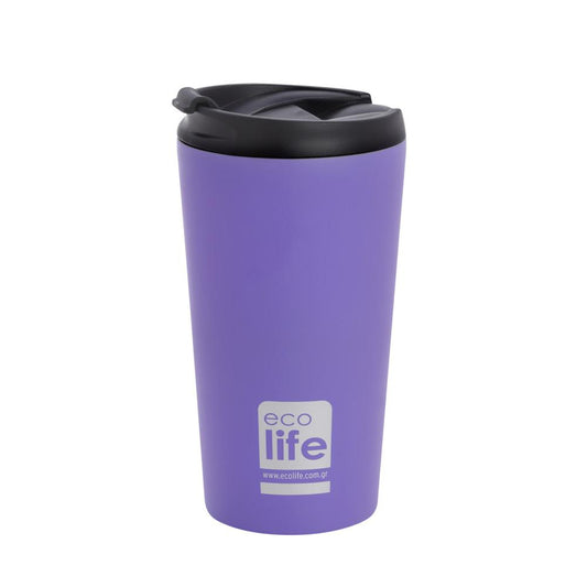 Ecolife Coffee Cup Ποτήρι Θερμός Λιλά Ματ - 370ml
