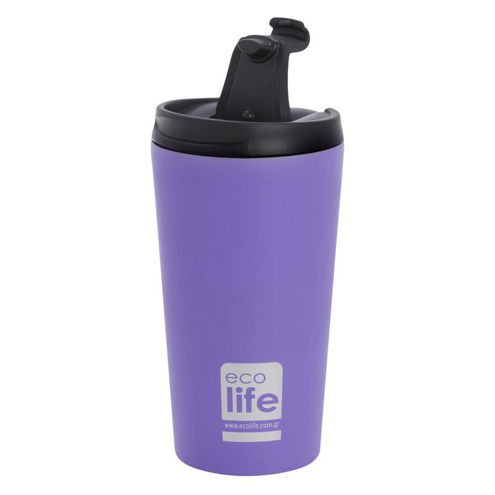 Ecolife Coffee Cup Ποτήρι Θερμός Λιλά Ματ - 370ml