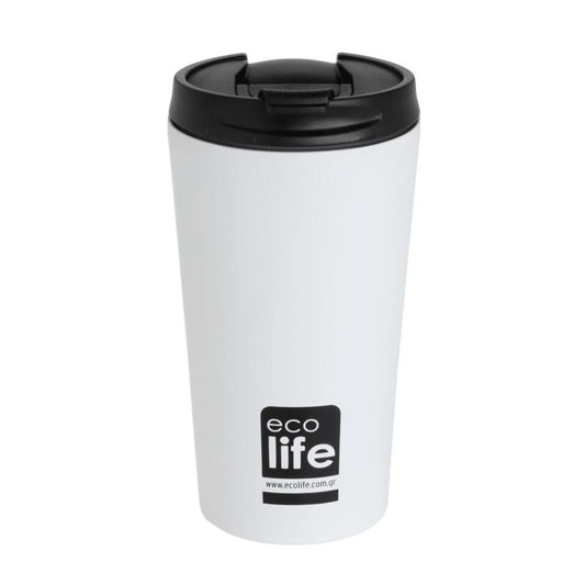 Ecolife Coffee Cup Ποτήρι Θερμός White Matte - 370ml