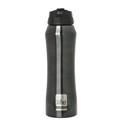 Ecolife Μπουκάλι Θερμός με Εσωτερικό Καλαμάκι Black - 550ml