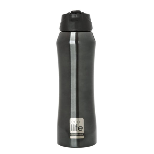 Ecolife Μπουκάλι Θερμός με Εσωτερικό Καλαμάκι Black - 550ml