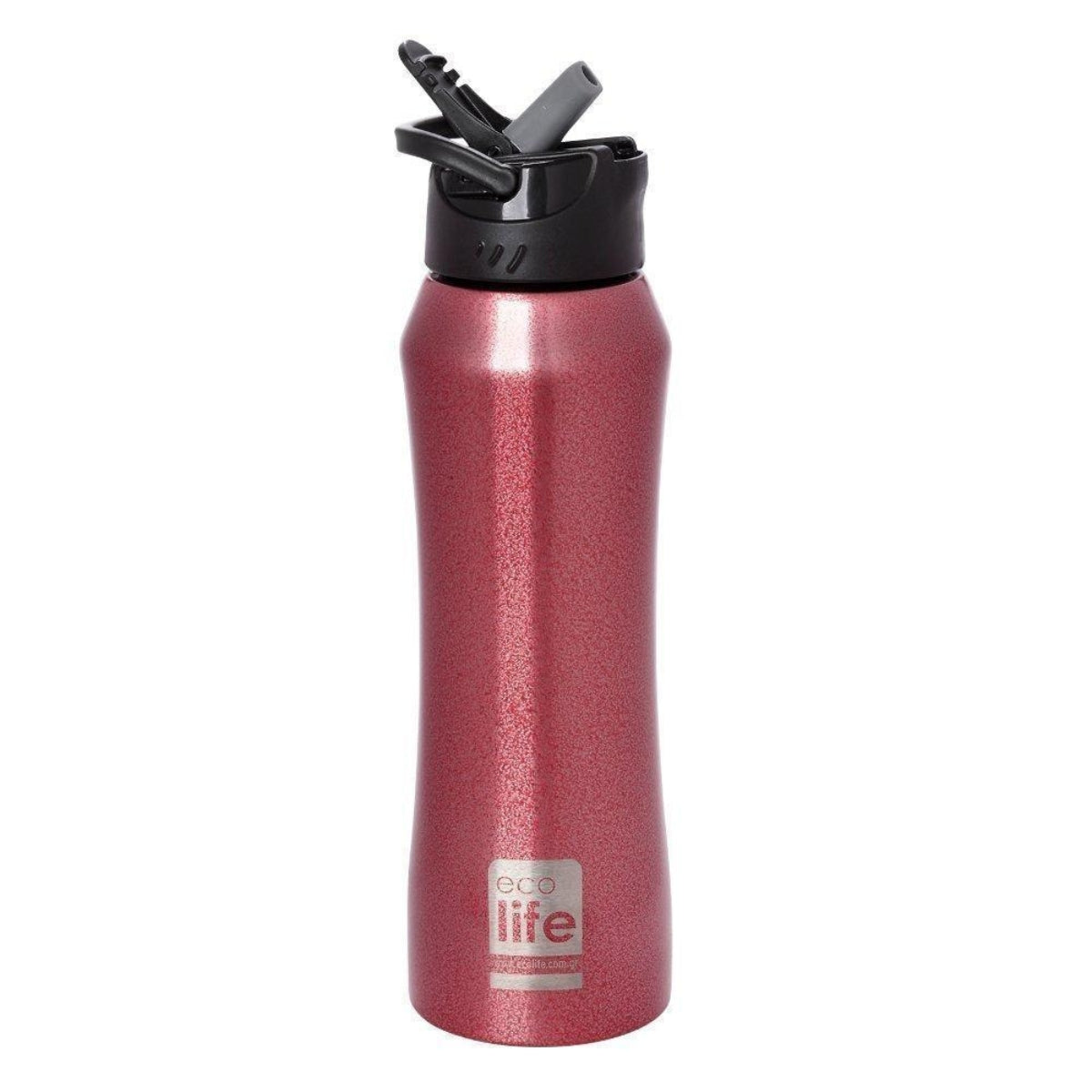 Ecolife Μπουκάλι Θερμός με Εσωτερικό Καλαμάκι Red - 550ml