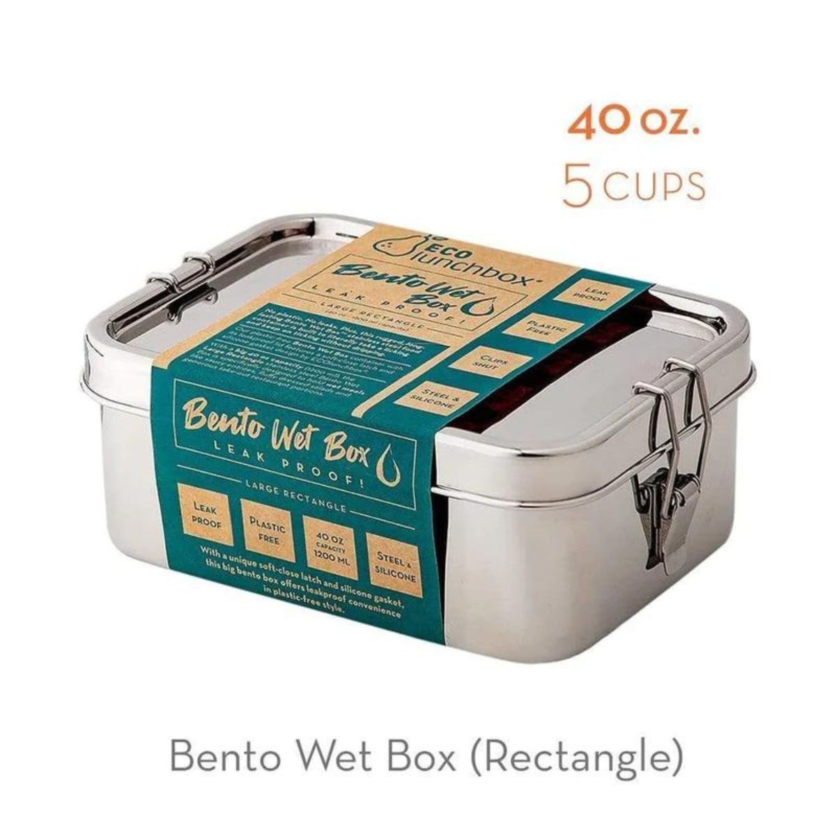 Ecolunchbox Bento Wet Δοχείο Φαγητού Inox Ασημί - 1200ml