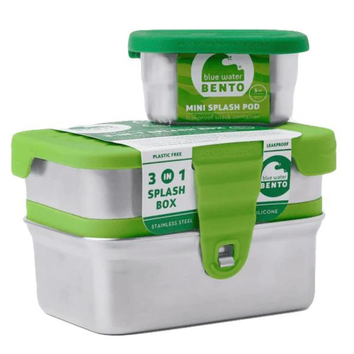 Ecolunchbox Splash Box Δοχείο Φαγητού Inox Πράσινο 3 σε 1