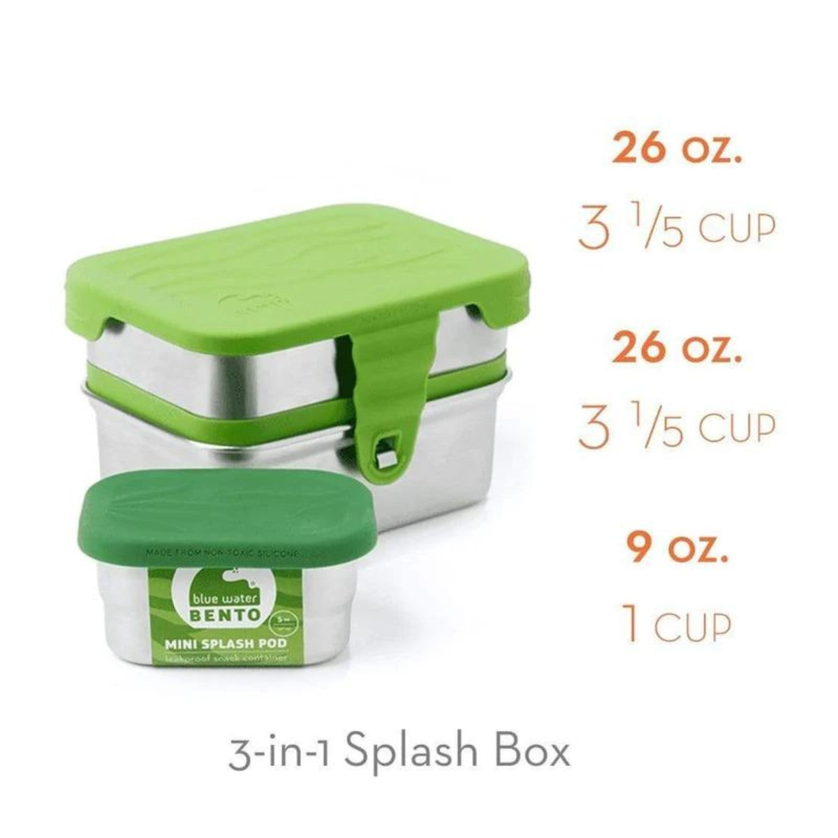 Ecolunchbox Splash Box Δοχείο Φαγητού Inox Πράσινο 3 σε 1